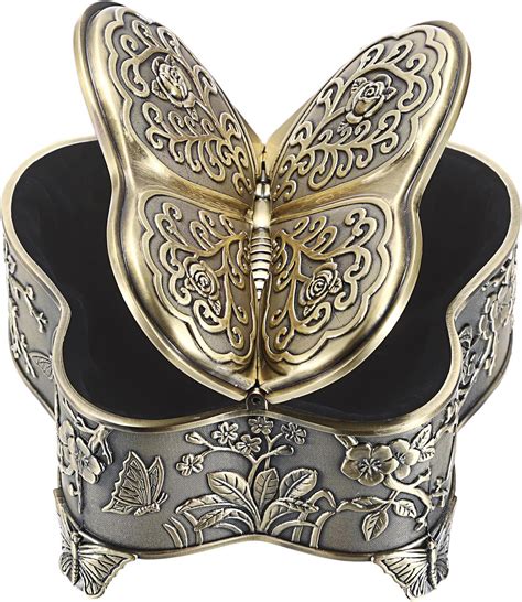 vintage round butterfly metal ring box|Hipiwe Antique Metal Jewelry Box Butterfly Shape .